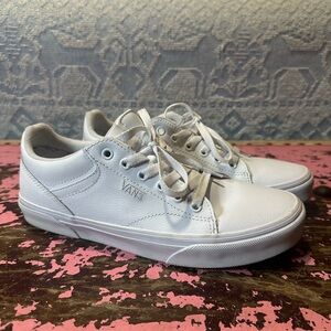 Women’s white leather VANS sz 9.5 - worn once